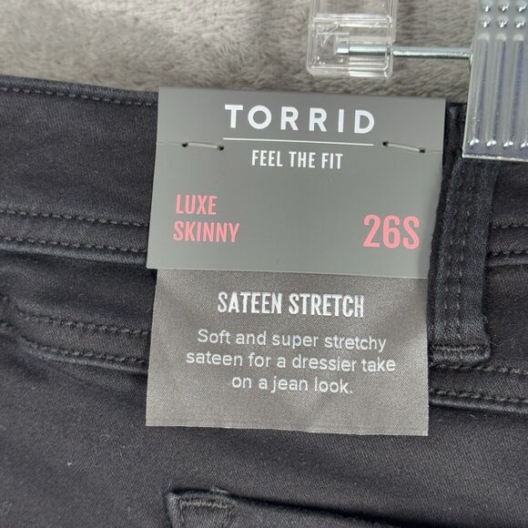 Torrid Jeans Women 26 Short Black Luxe Skinny Casual Neutral Minimal Grunge Punk - Picture 9 of 11